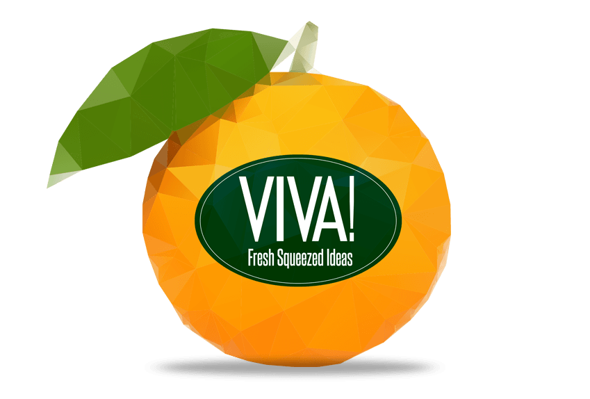 Viva! — Fresh Squeezed Ideas, logo originale con arancia